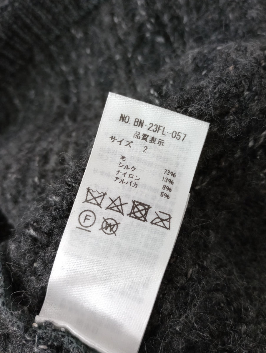 BATONER バトナー TWEEDY CREW NECK CARDIGAN ニットカーディガン グレー 2  【中古】