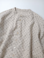 nest Robe ネストローブ ドット 柄  リネン 麻 100％ バンドカラー 長袖 シャツ トップス  生成り F  【中古】