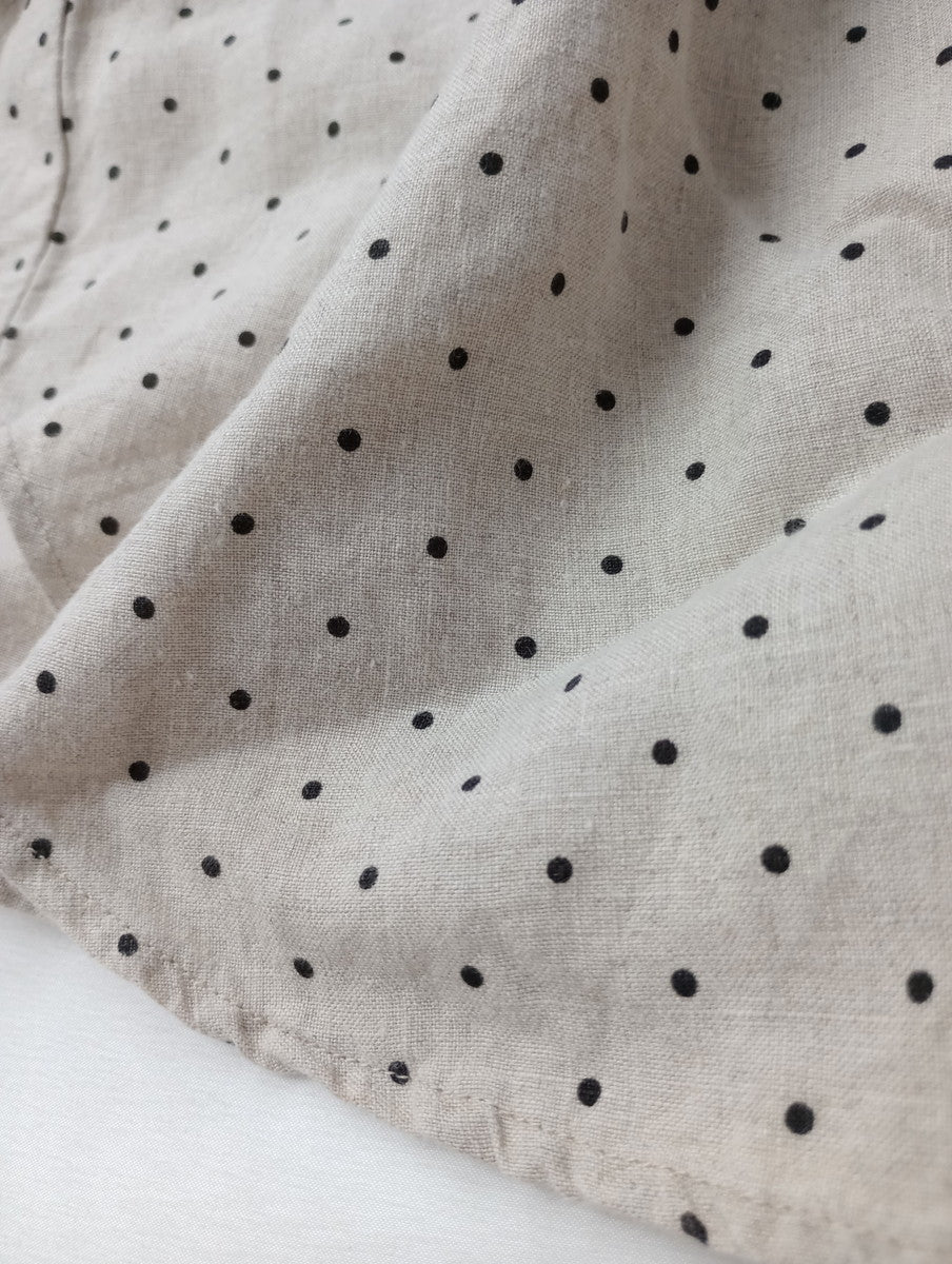 nest Robe ネストローブ ドット 柄  リネン 麻 100％ バンドカラー 長袖 シャツ トップス  生成り F  【中古】
