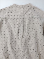 nest Robe ネストローブ ドット 柄  リネン 麻 100％ バンドカラー 長袖 シャツ トップス  生成り F  【中古】