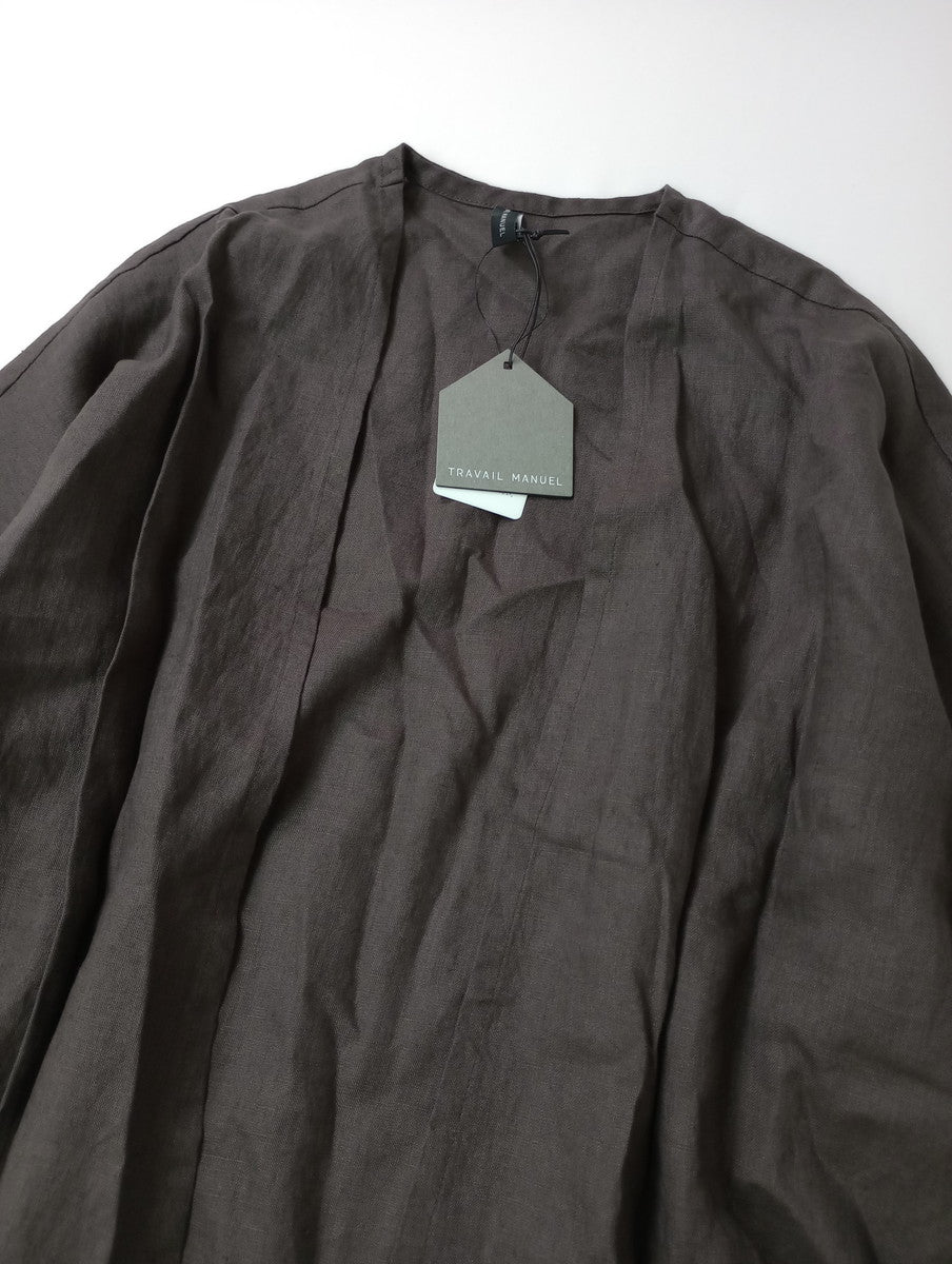 新品 TRAVAIL MANUELトラヴァイユマニュアル リネン 麻 100％ ロングカーディガン F