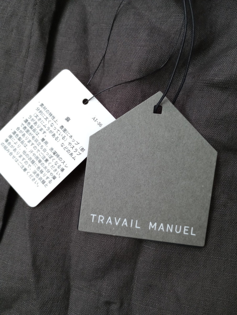 新品 TRAVAIL MANUELトラヴァイユマニュアル リネン 麻 100％ ロングカーディガン F