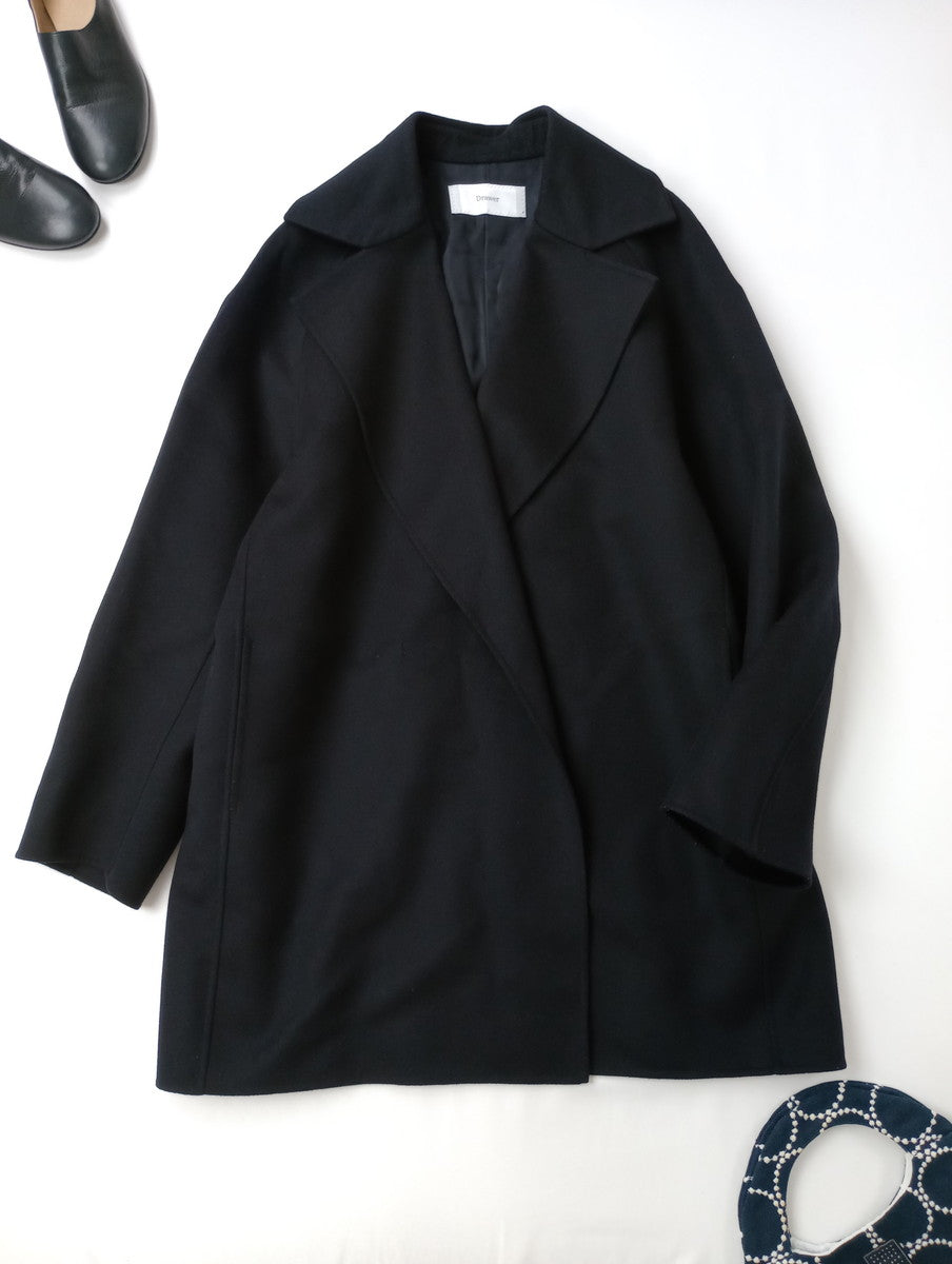 Drawer ドゥロワー ウール カシミヤ混 青山限定 20周年記念 オーバーサイズ テーラード コート アウター 38 【中古】