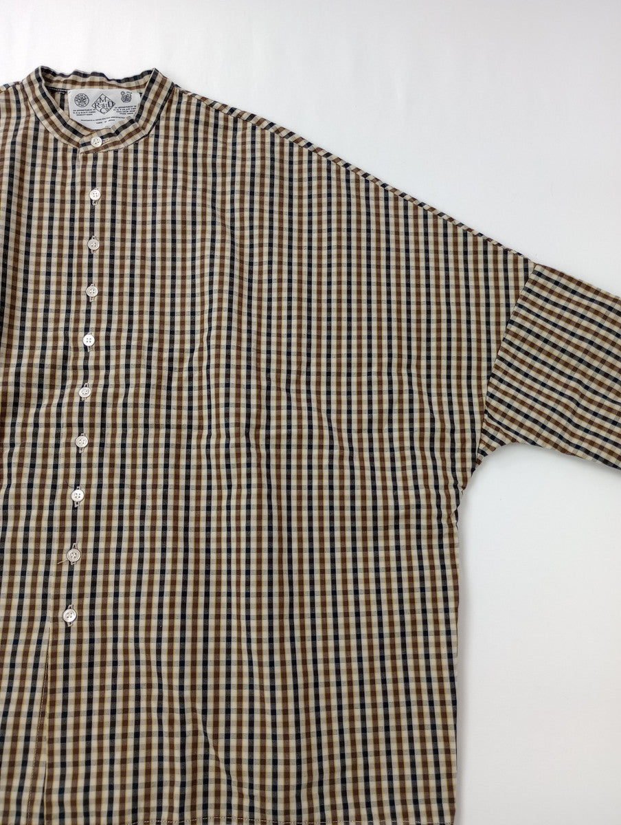 R&D.M.Co- オールドマンズテーラー ROBINSON'S CHECK ロビンソンズ チェック ワイド シャツ トップス ブラウン  【中古】