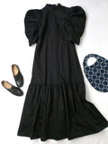 新品 JOHN ジョン Mutton Sleeve Dress マトンスリーブドレス ワンピース ロング マキシ 黒 ブラック M   【中古】