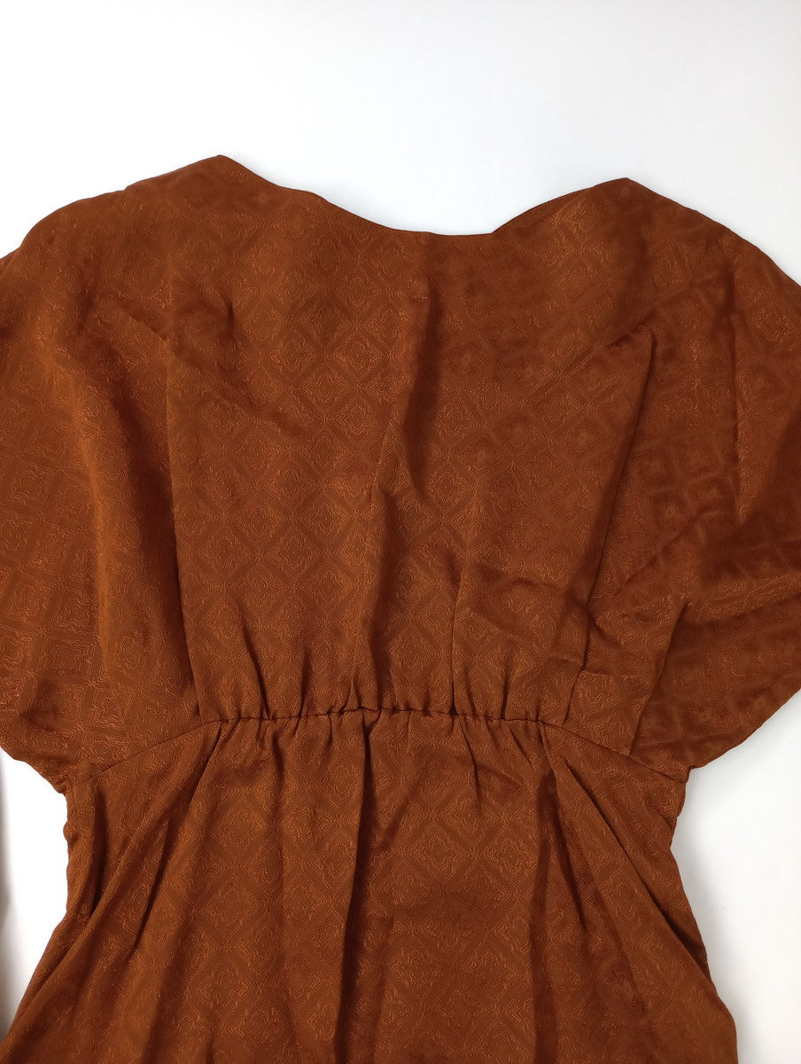 Mame kurogouchi マメクロゴウチ Draped Sleeves Komon Tops トップス プルオーバー パンツ  ブラウン セットアップ 【中古】