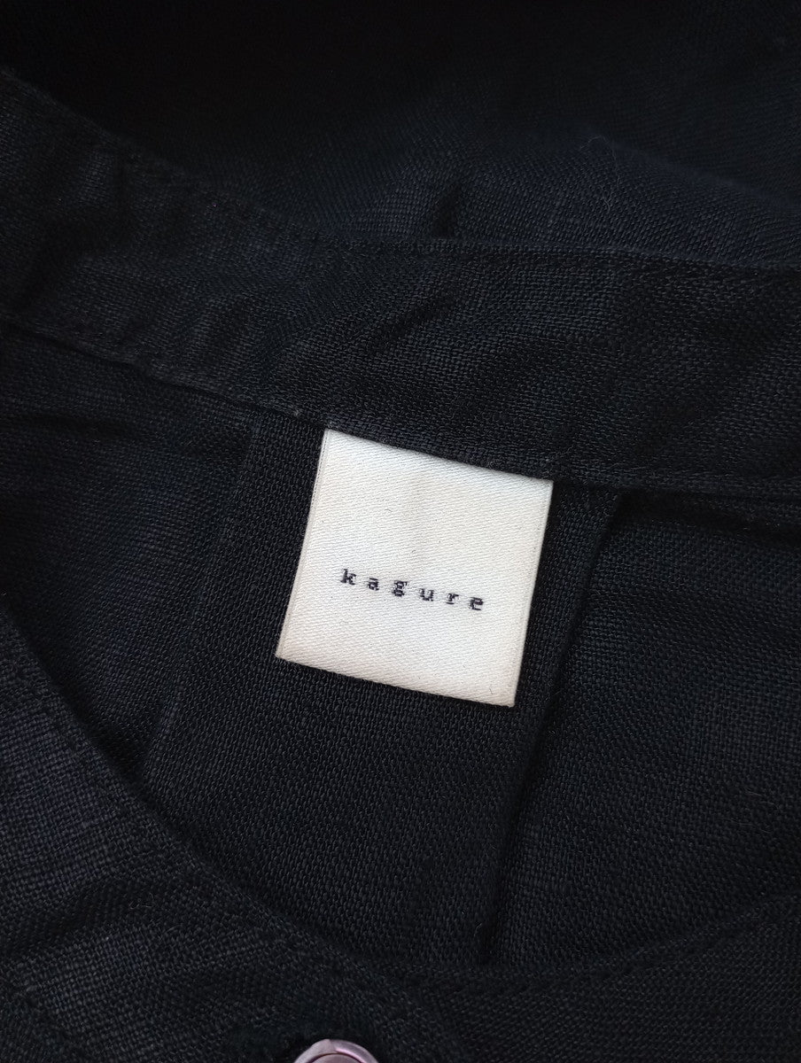 kagure かぐれ アーバンリサーチ リネン 麻 100％ スクエアワンピース ロング 黒 ブラック 【中古】