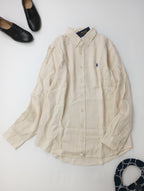 新品 POLO RALPH LAUREN ポロ ラルフ ローレン リネン 麻 100％ ボタンダウンシャツ トップス 刺繍  長袖 【中古】