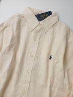 新品 POLO RALPH LAUREN ポロ ラルフ ローレン リネン 麻 100％ ボタンダウンシャツ トップス 刺繍  長袖 【中古】