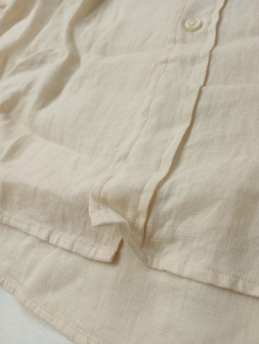 新品 POLO RALPH LAUREN ポロ ラルフ ローレン リネン 麻 100％ ボタンダウンシャツ トップス 刺繍  長袖 【中古】