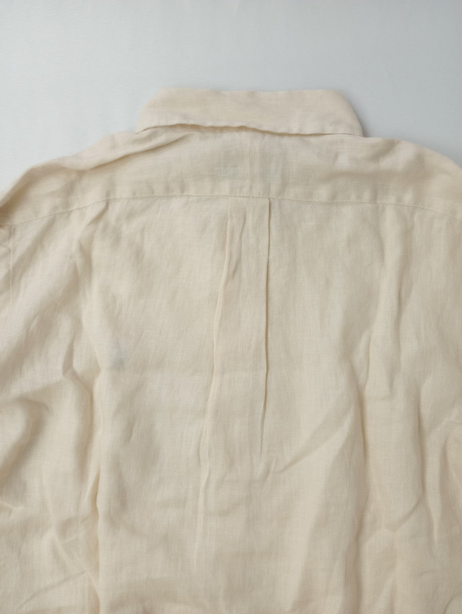 新品 POLO RALPH LAUREN ポロ ラルフ ローレン リネン 麻 100％ ボタンダウンシャツ トップス 刺繍  長袖 【中古】