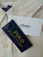 新品 POLO RALPH LAUREN ポロ ラルフ ローレン リネン 麻 100％ ボタンダウンシャツ トップス 刺繍  長袖 【中古】