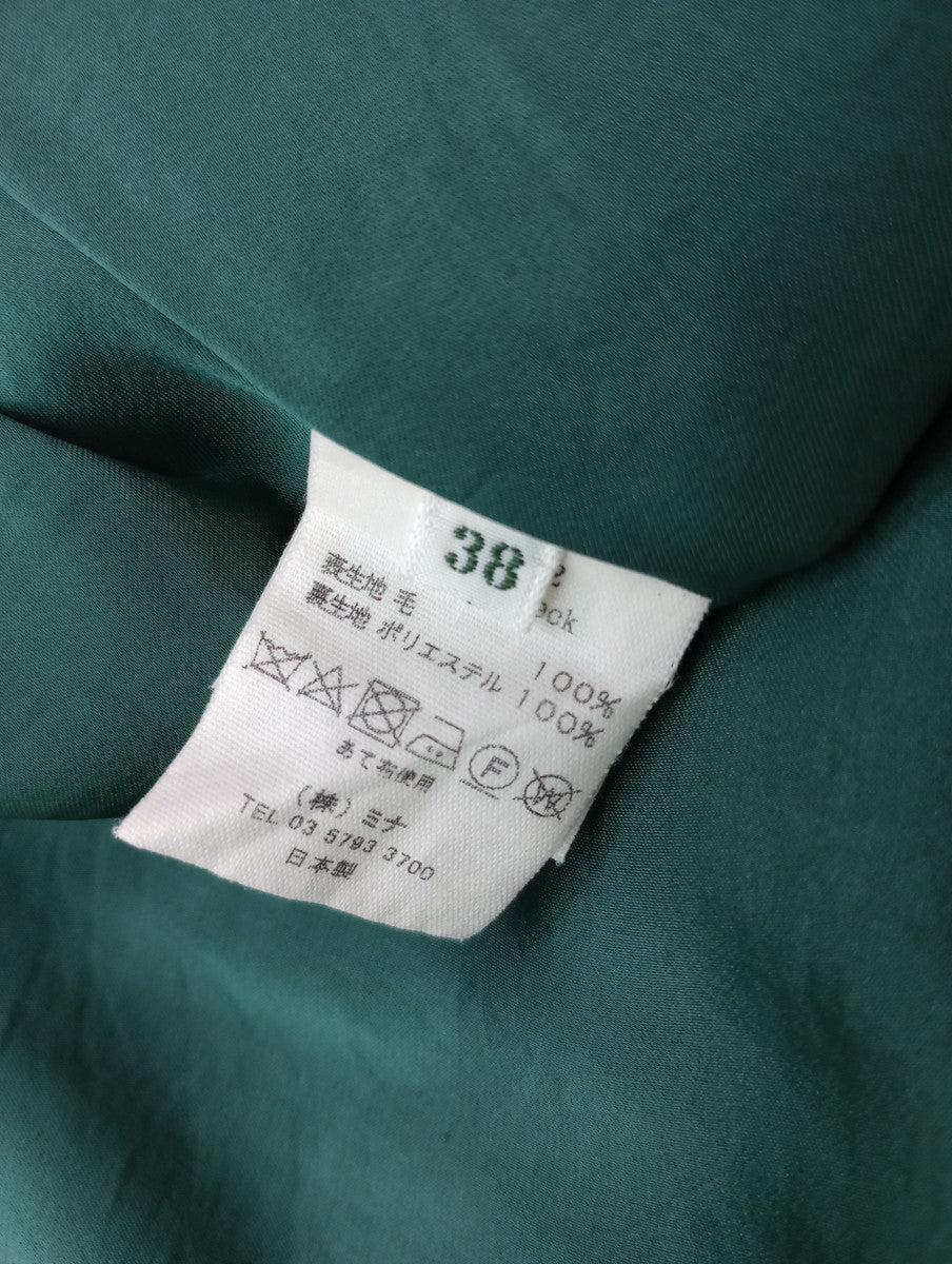 mina perhonen ミナペルホネン petal check ペタルチェック ロング ワンピース ピーコックブルー  グリーン  イエロー 38    【中古】