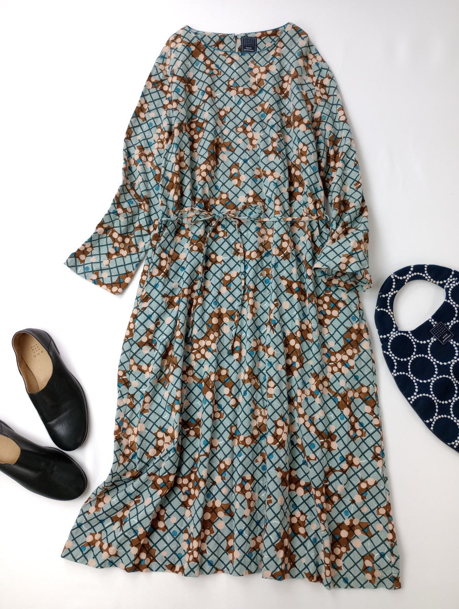 mina perhonen ミナペルホネン water light コットン 綿 100％ ロングドレス ワンピース 36 ライトブルー【中古】