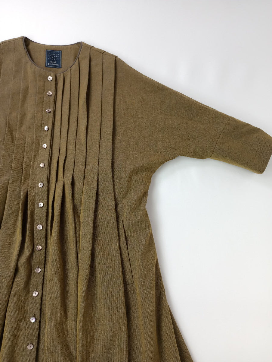 mina perhonen ミナペルホネン rytmi リトミ コットン ウール ロング コートカーキ  36【中古】