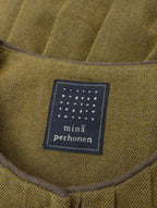 mina perhonen ミナペルホネン rytmi リトミ コットン ウール ロング コートカーキ  36【中古】