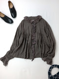 BUNON ブノン Frill Blouse フリルブラウス トップス  長袖 グレーがかったブラウン M   【中古】