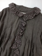 BUNON ブノン Frill Blouse フリルブラウス トップス  長袖 グレーがかったブラウン M   【中古】