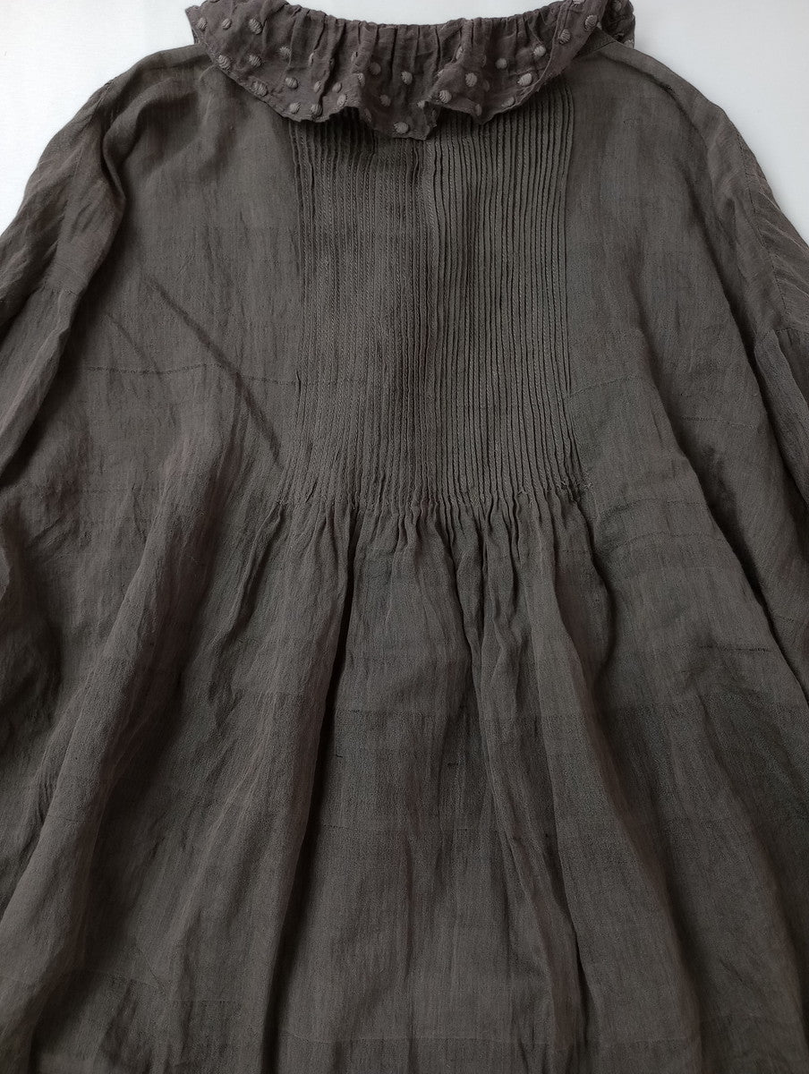 BUNON ブノン Frill Blouse フリルブラウス トップス  長袖 グレーがかったブラウン M   【中古】