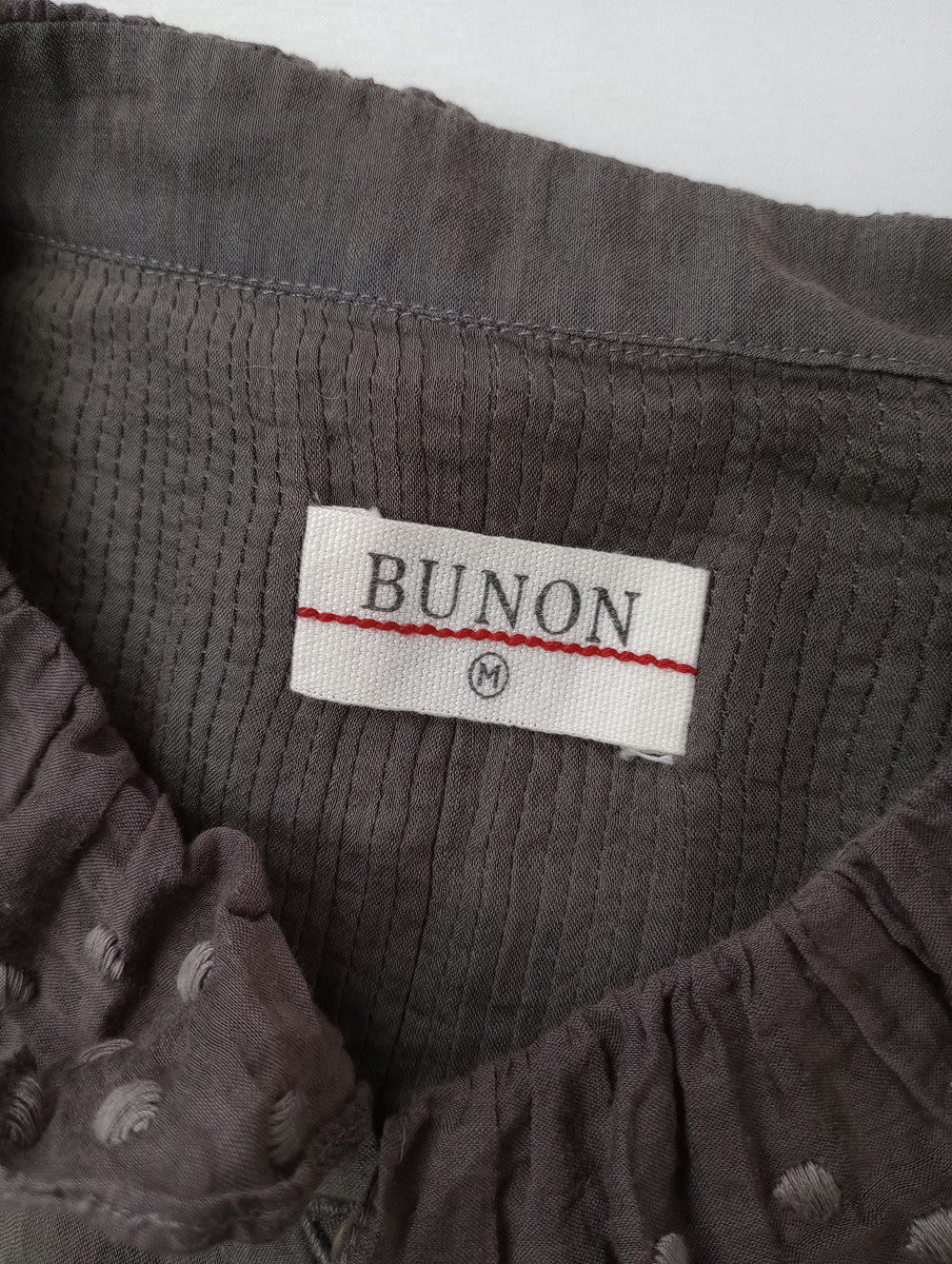 BUNON ブノン Frill Blouse フリルブラウス トップス  長袖 グレーがかったブラウン M   【中古】
