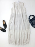 新品 kha:ki カーキ FOIL PRINT STRIPE DRESSフォイル プリント ストライプ Vネック ドレス ロングワンピース  白 アイボリー 2 【中古】