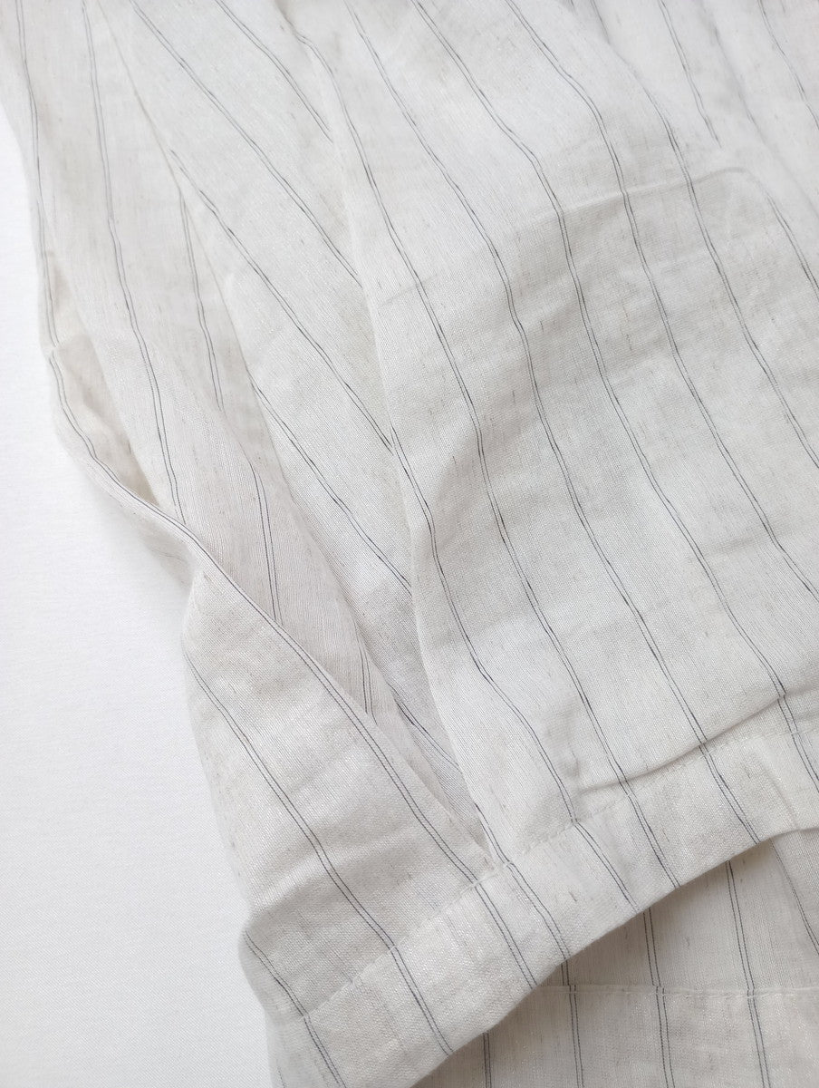 新品 kha:ki カーキ FOIL PRINT STRIPE DRESSフォイル プリント ストライプ Vネック ドレス ロングワンピース  白 アイボリー 2 【中古】