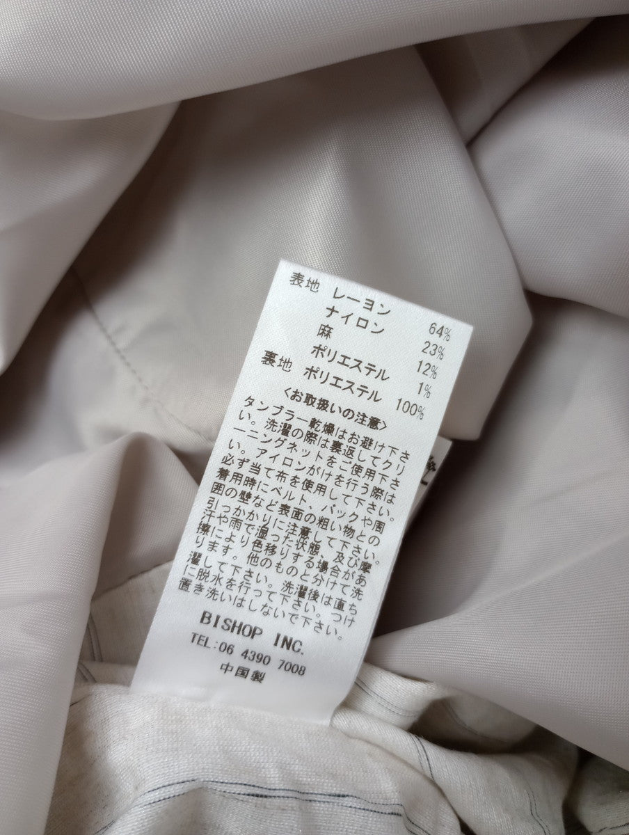 新品 kha:ki カーキ FOIL PRINT STRIPE DRESSフォイル プリント ストライプ Vネック ドレス ロングワンピース  白 アイボリー 2 【中古】