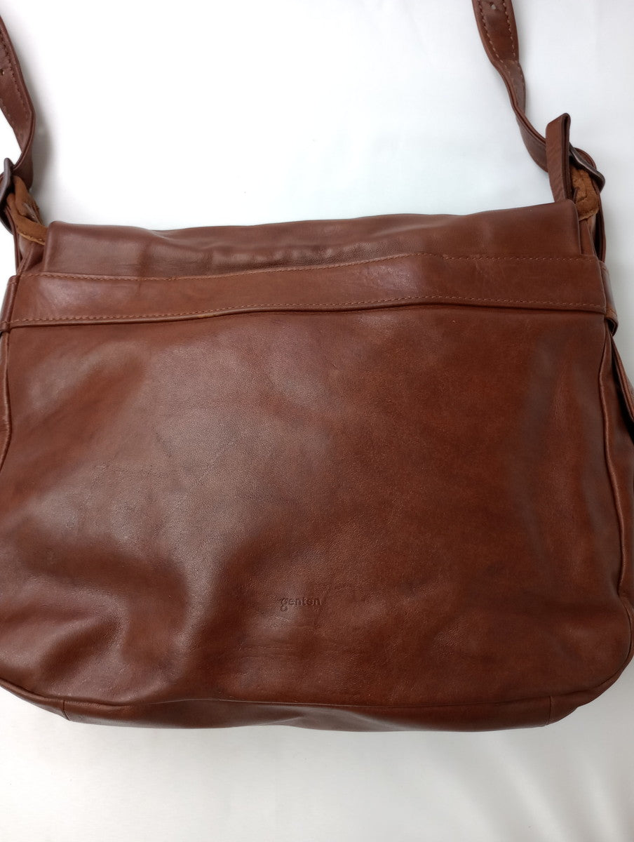 genten ゲンテン ホースレザー ショルダーバッグ  ブラウン 【中古】