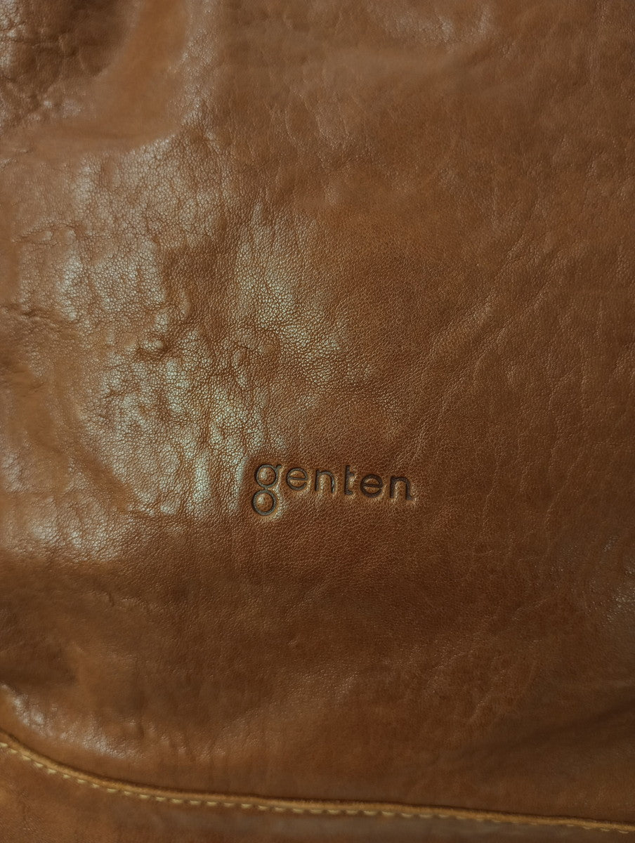genten ゲンテン レザーバッグ 編み込み ブラウン  【中古】