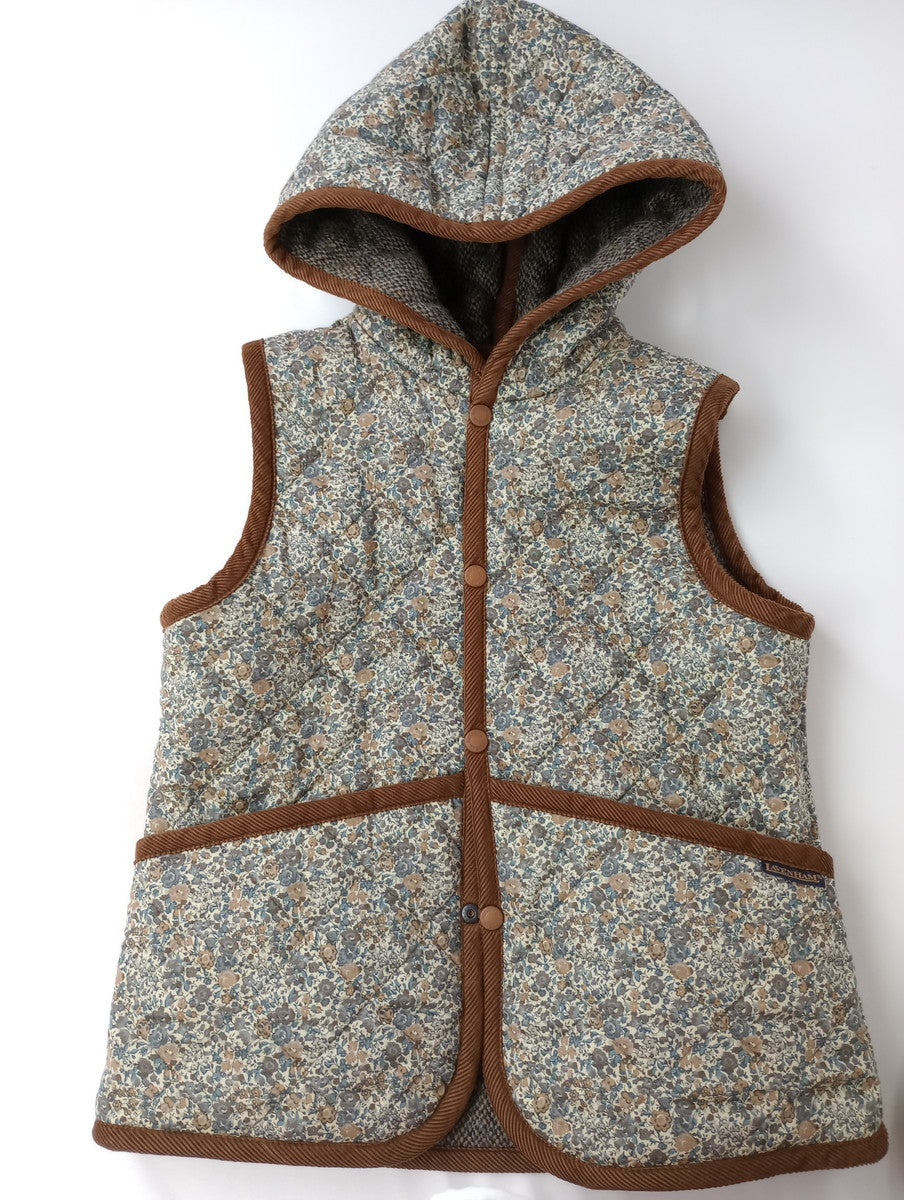 LAVENHAM × ハリスツイード Hug o  War 別注 ハグオーワー リバーシブル キルティング ベスト ブラウン UK36 【中古】