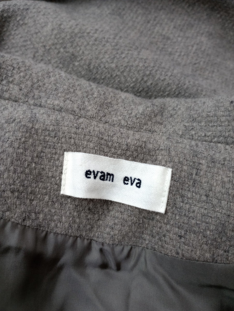 evam eva  エヴァムエヴァ  ウール 毛 混 ロング コート グレー  2 【中古】