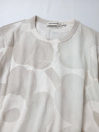 Marimekko マリメッコ Erna Akvarelli Unikko 水彩画風 ウニッコ 半袖 Tシャツ ロゴ 半袖 カットソー トップス グレージュ  M (12M+3915)【中古】