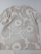 Marimekko マリメッコ Erna Akvarelli Unikko 水彩画風 ウニッコ 半袖 Tシャツ ロゴ 半袖 カットソー トップス グレージュ  M (12M+3915)【中古】
