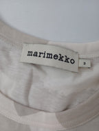 Marimekko マリメッコ Erna Akvarelli Unikko 水彩画風 ウニッコ 半袖 Tシャツ ロゴ 半袖 カットソー トップス グレージュ  M (12M+3915)【中古】