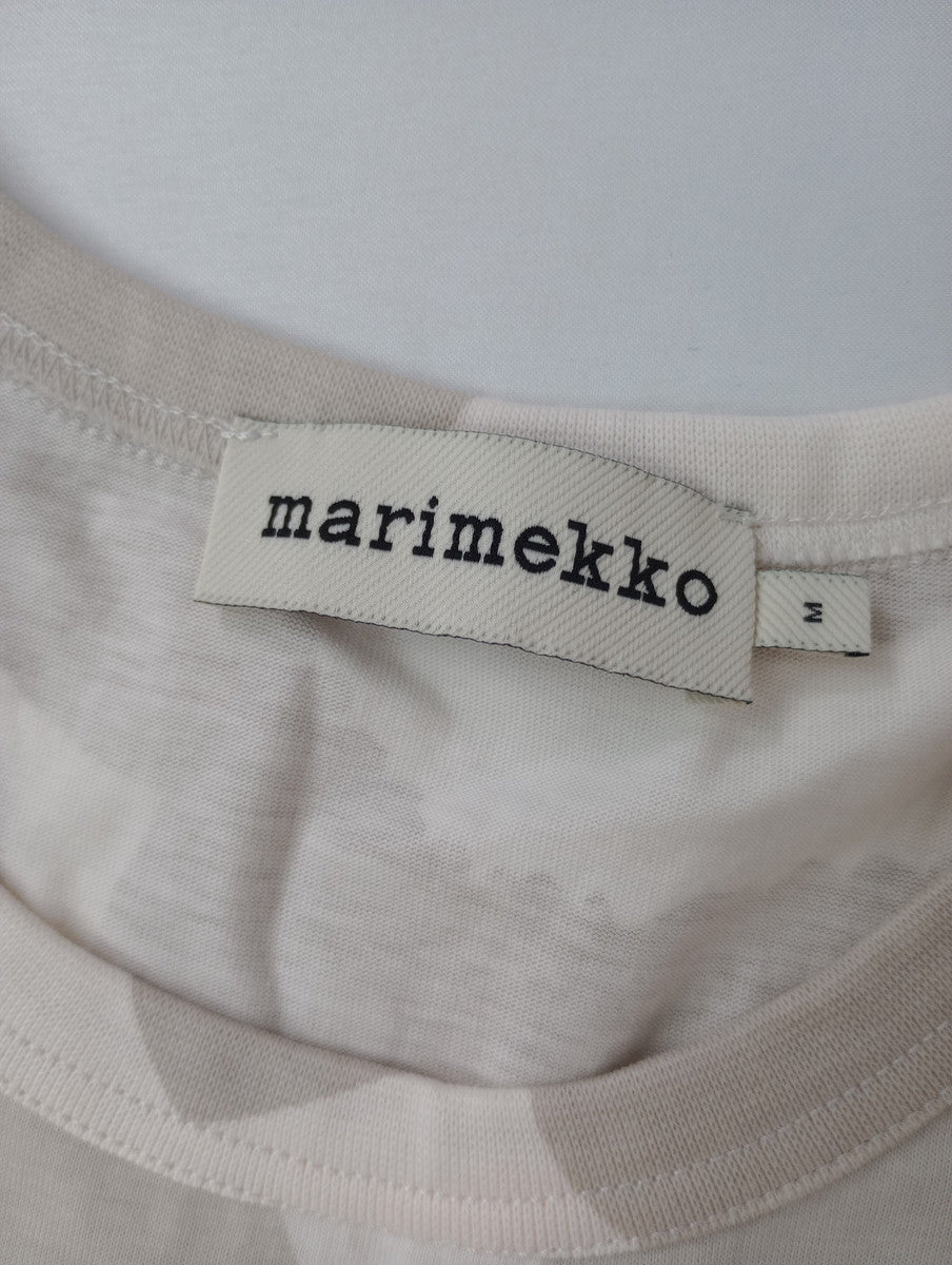 Marimekko マリメッコ Erna Akvarelli Unikko 水彩画風 ウニッコ 半袖 Tシャツ ロゴ 半袖 カットソー トップス グレージュ  M (12M+3915)【中古】
