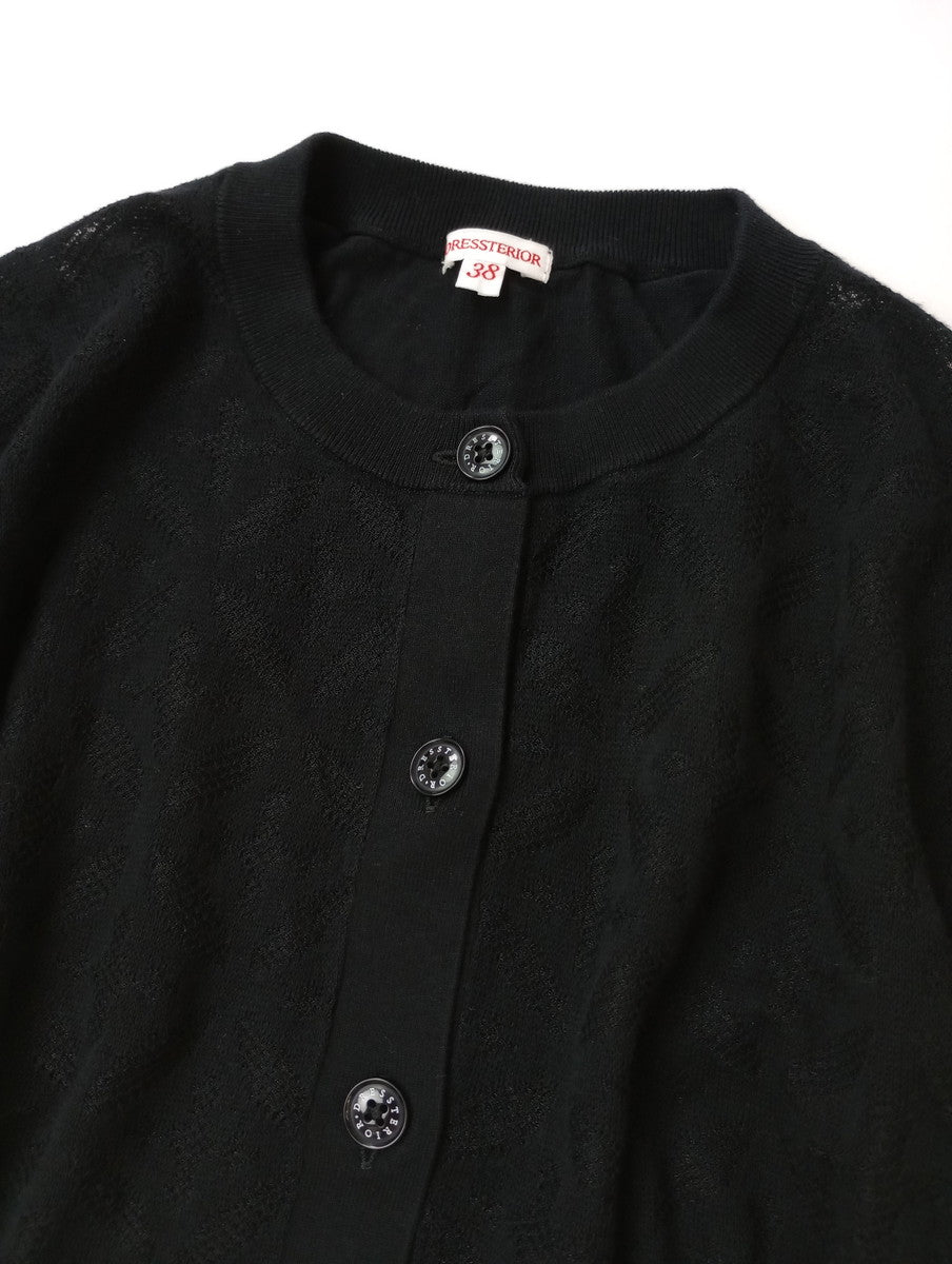 DRESSTERIOR ドレステリア オーバーラップ レース ハーフスリーブ カーディガン 羽織 黒 ブラック 38 【中古】