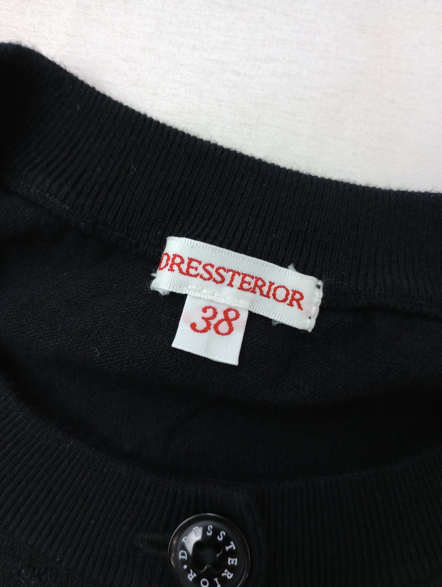 DRESSTERIOR ドレステリア オーバーラップ レース ハーフスリーブ カーディガン 羽織 黒 ブラック 38 【中古】