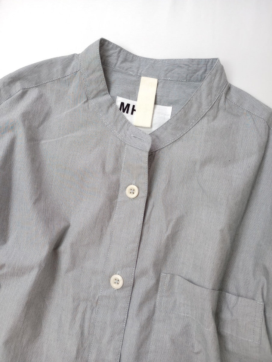 MHL. エムエイチエル マーガレットハウエル LIGHT WASHED COTTON POPLIN SHIRT 半袖 シャツ ブラウス トップス グレー (12M＋3913)【中古】