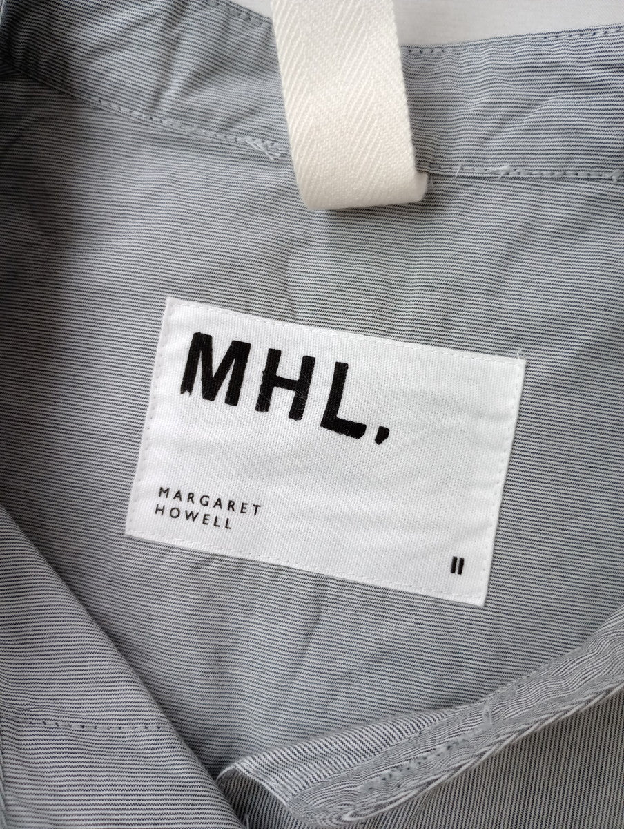 MHL. エムエイチエル マーガレットハウエル LIGHT WASHED COTTON POPLIN SHIRT 半袖 シャツ ブラウス トップス グレー (12M＋3913)【中古】
