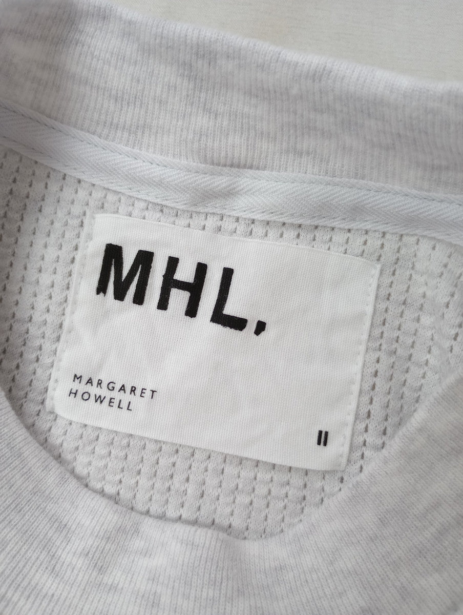 MHL. エムエイチエル マーガレットハウエル COTTON JERSEY MESH コットンジャージー メッシュ カットソー 長袖  トップス   杢グレー 2【中古】