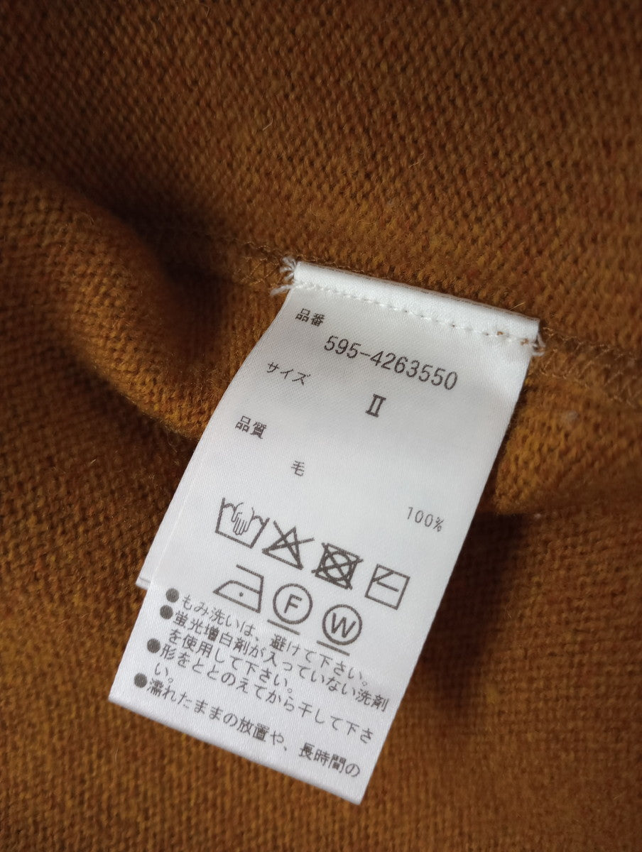 MHL. エムエイチエル マーガレットハウエル WASHABLE DRY WOOL ウール 毛 100％ クルーネック ニット プルオーバー トップス マスタード イエロー 2【中古】