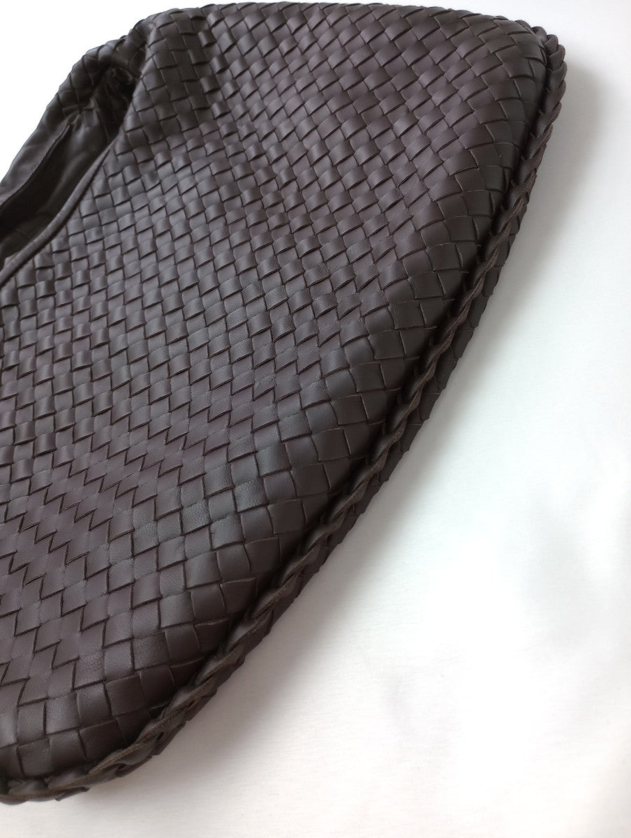 BOTTEGA VENETA ボッテガ・ヴェネタ イントレチャート レザー ホーボーバッグ ダークブラウン【中古】