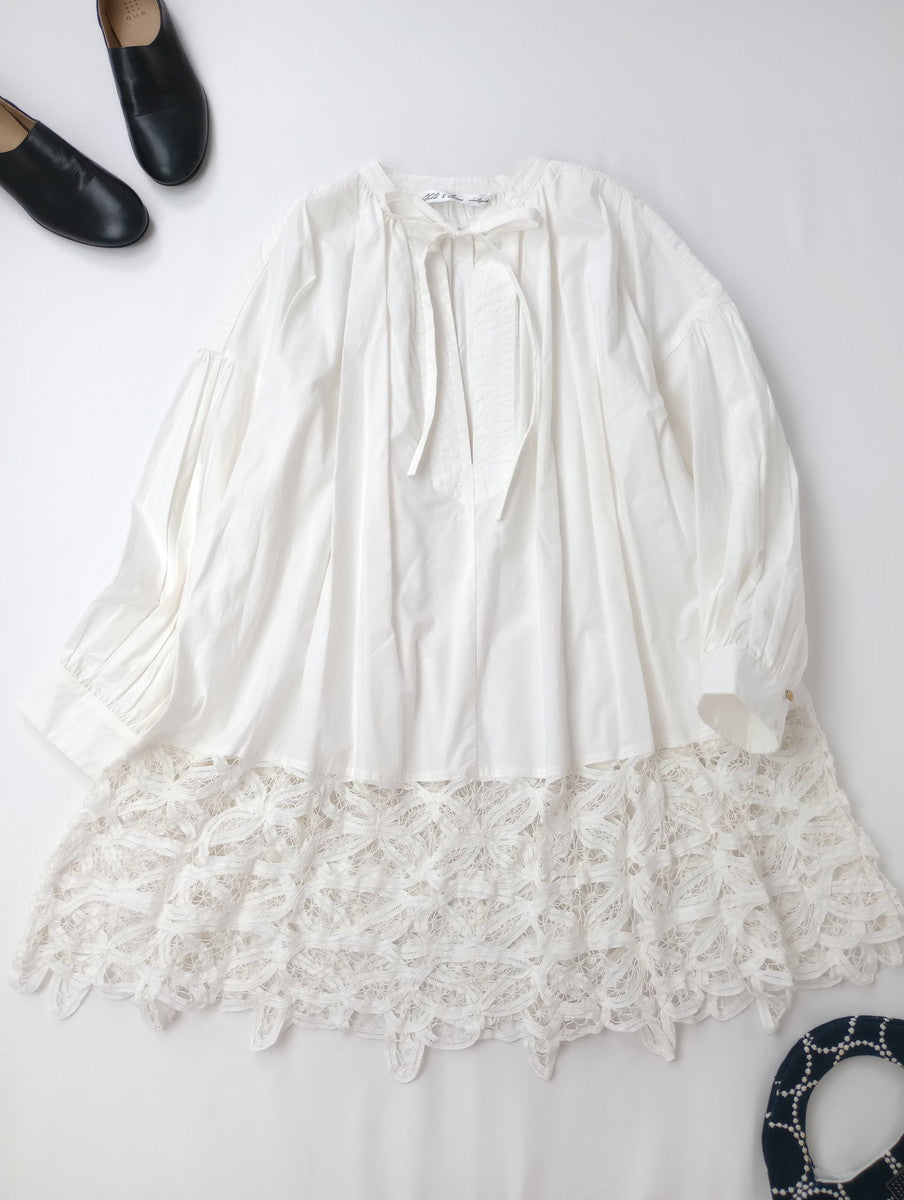 新品 Cloth＆Cross クロスアンドクロス 雅姫 レース ブラウス プルオーバー 長袖 トップス  白 【中古】