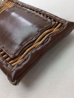 ebagos エバゴス かご ショルダーバッグ ナイロン レザー ダークブラウン  【中古】