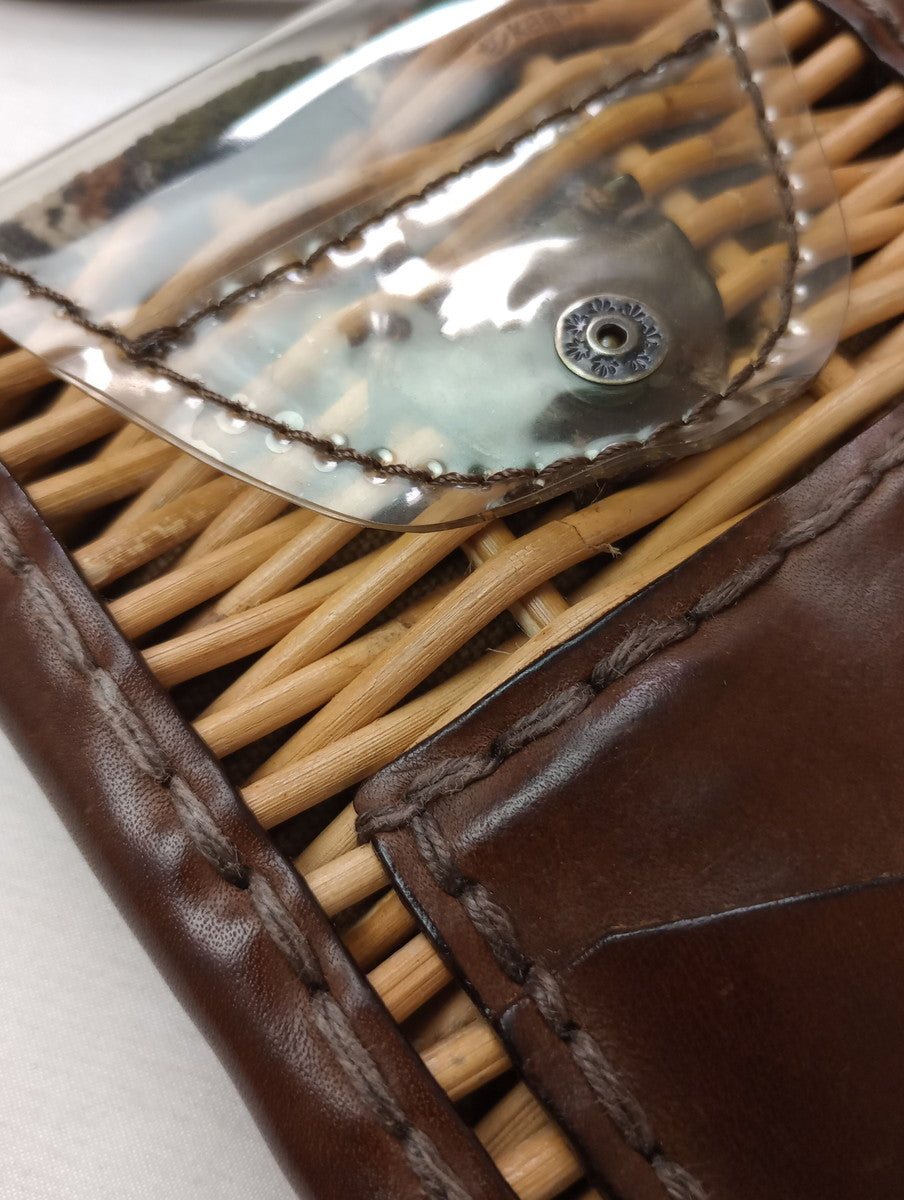 ebagos エバゴス かご ショルダーバッグ ナイロン レザー ダークブラウン  【中古】
