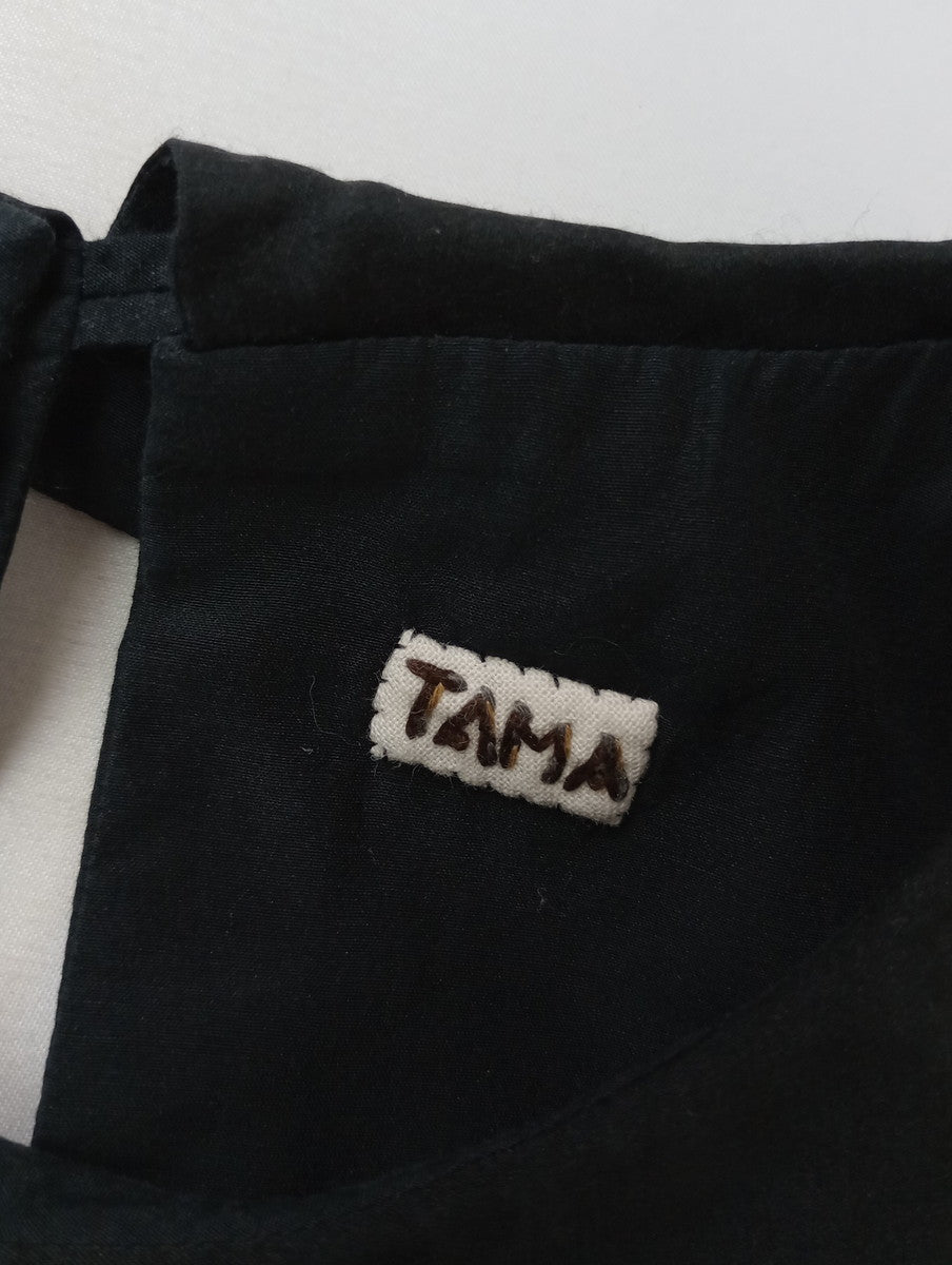 tamas タマス シルク コットン ブラウス シャツ  ブラウス ベスト  黒 ブラック 【中古】