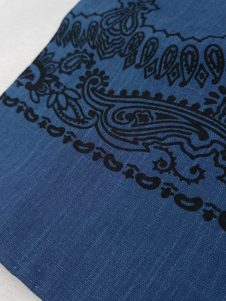 新品 MARGARET HOWELL マーガレットハウエル PAISLEY PRINT SCARF ペイズリー柄 スカーフ リネン ネイビー