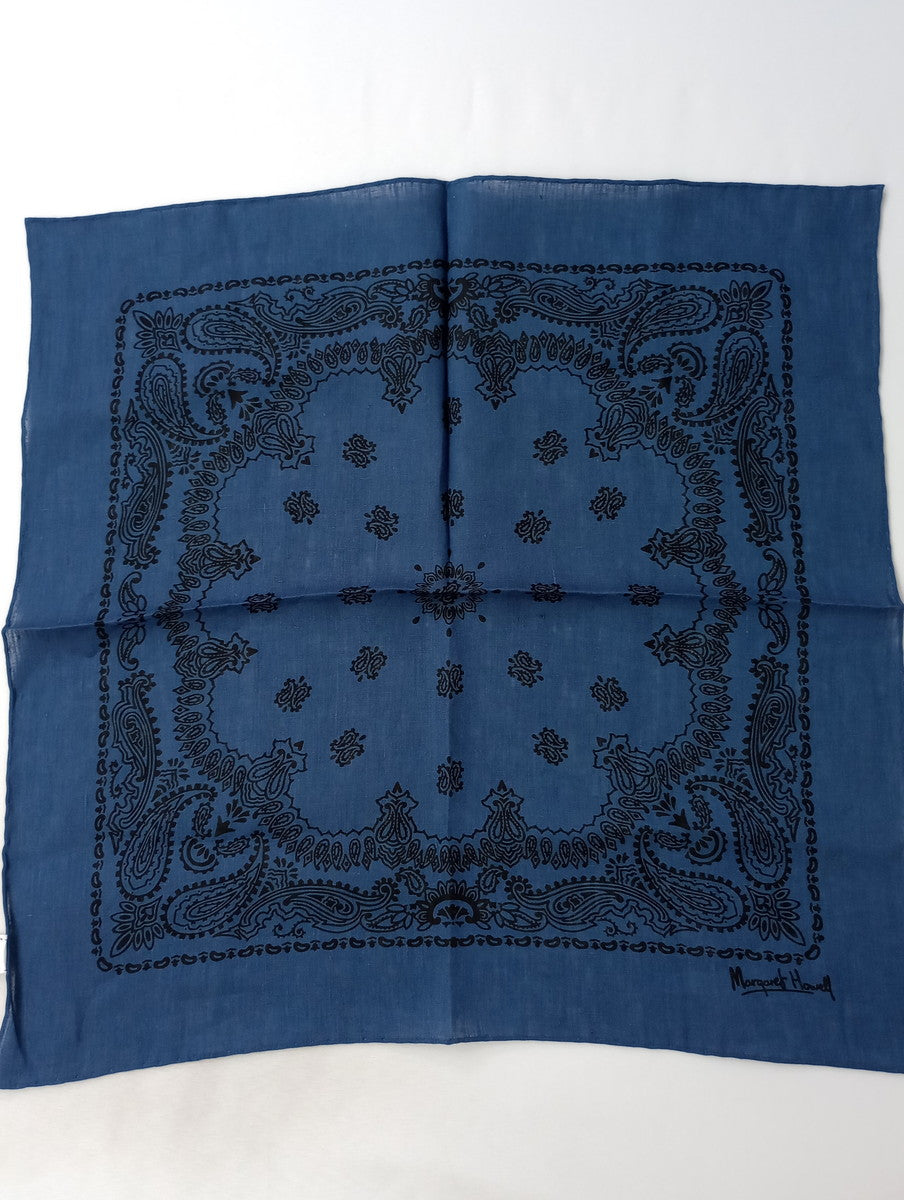 新品 MARGARET HOWELL マーガレットハウエル PAISLEY PRINT SCARF ペイズリー柄 スカーフ リネン ネイビー