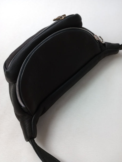 Aeta アエタ WAIST POUCH S ウエストポーチ レザーショルダーバッグ 黒 ブラック 【中古】