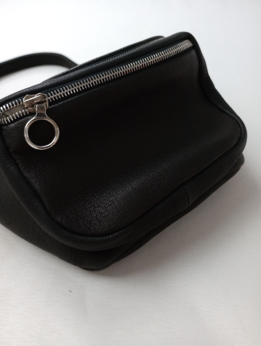 Aeta アエタ WAIST POUCH S ウエストポーチ レザーショルダーバッグ 黒 ブラック 【中古】